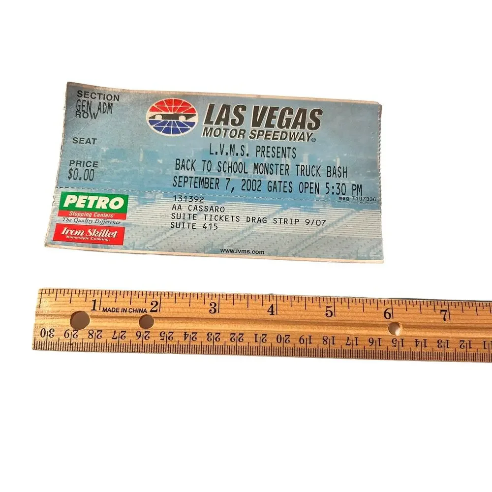 Vintage Las Vegas Motor Speedway Monster Truck Bash 09/07/02 Ticket Stub Rare